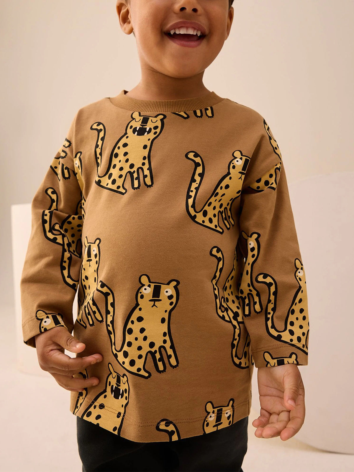 Boys' Cotton Long-Sleeve Printed Crew Neck T-Shirt | 2–10 Years