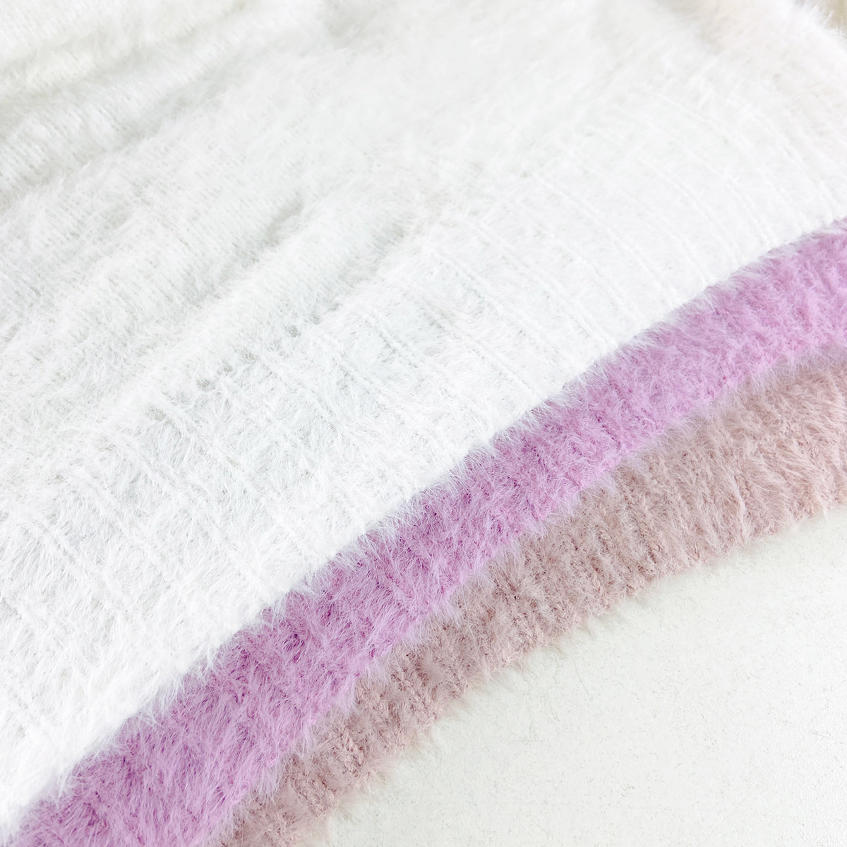 Womens Soft Fuzzy High Neck Pullover Sweater