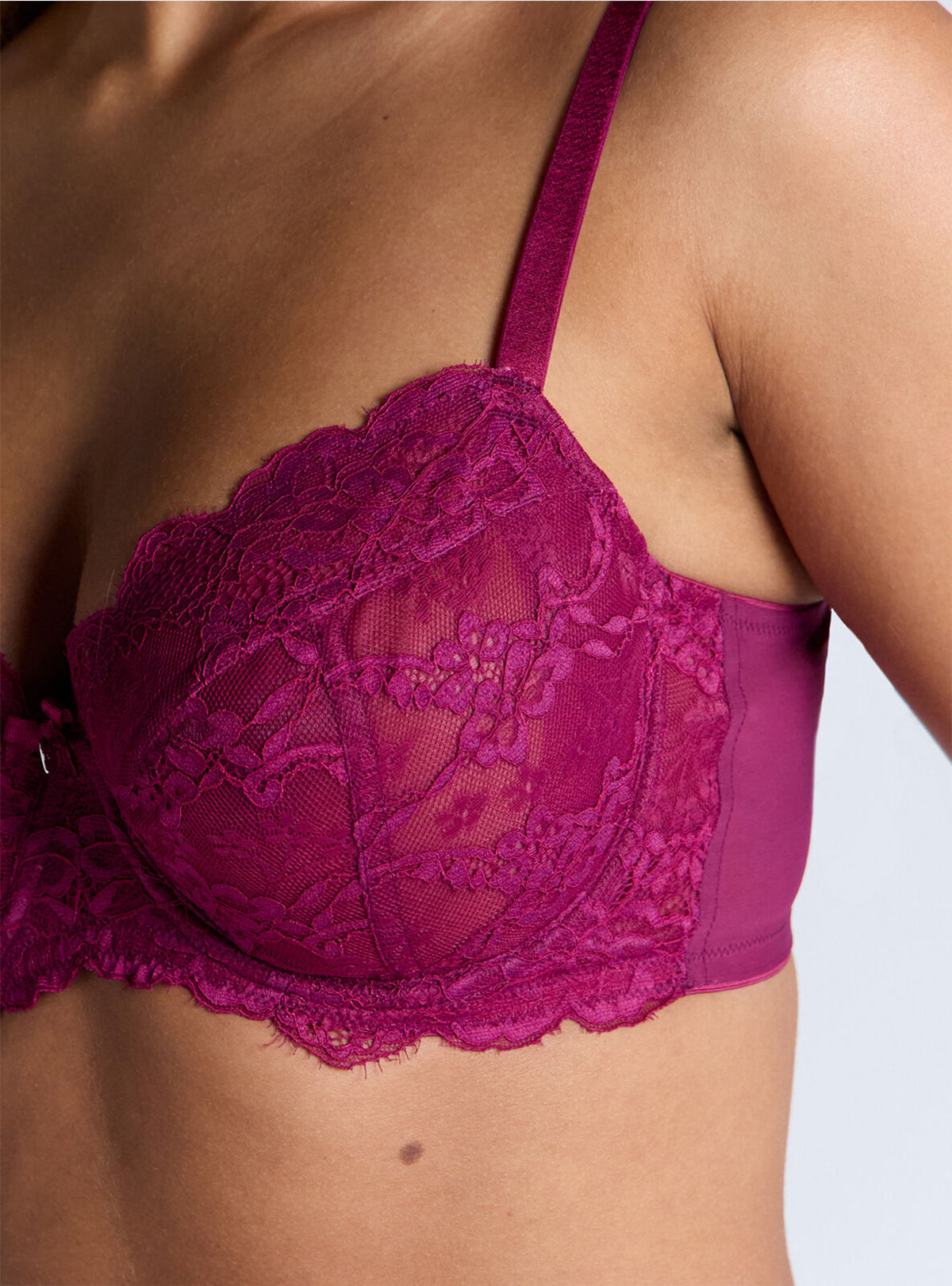 Womens Lace Non-Padded Underwired Balconette Bra