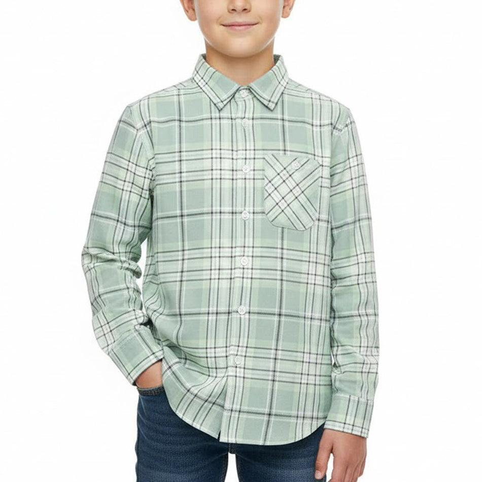 Kids Unisex Check Flannel Shirt with Chest Pocket