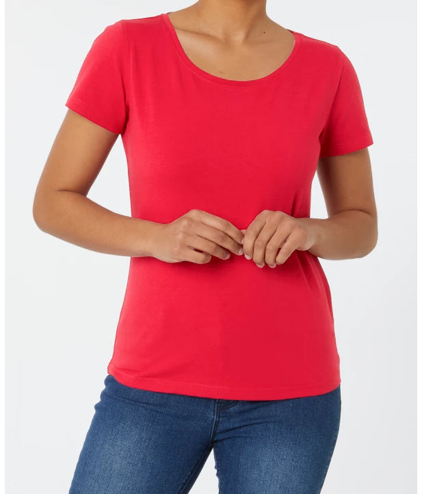 Womens Half Sleeve Round Neck Stretch T-shirt