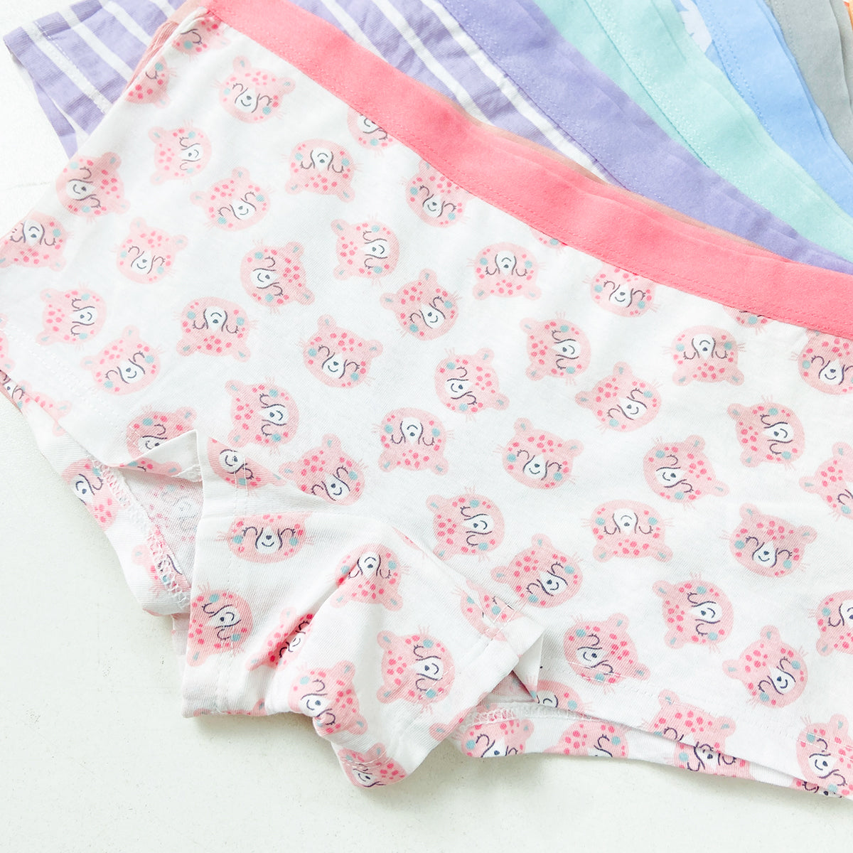 Pack of 5 Girls Premium Soft Cotton Boyshort Full Coverage Panties