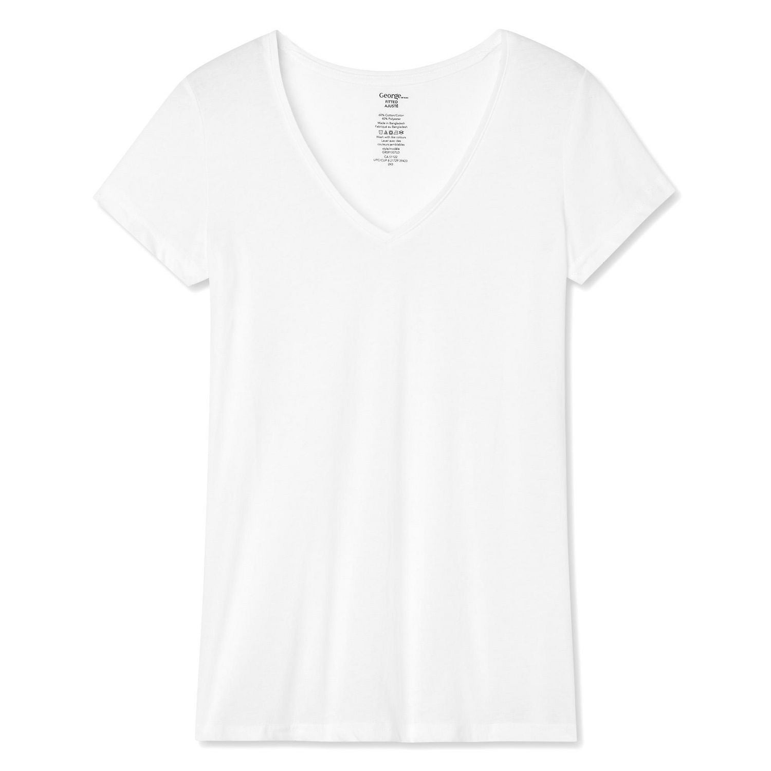 Womens Short Sleeve V-Neck Cotton T-Shirt