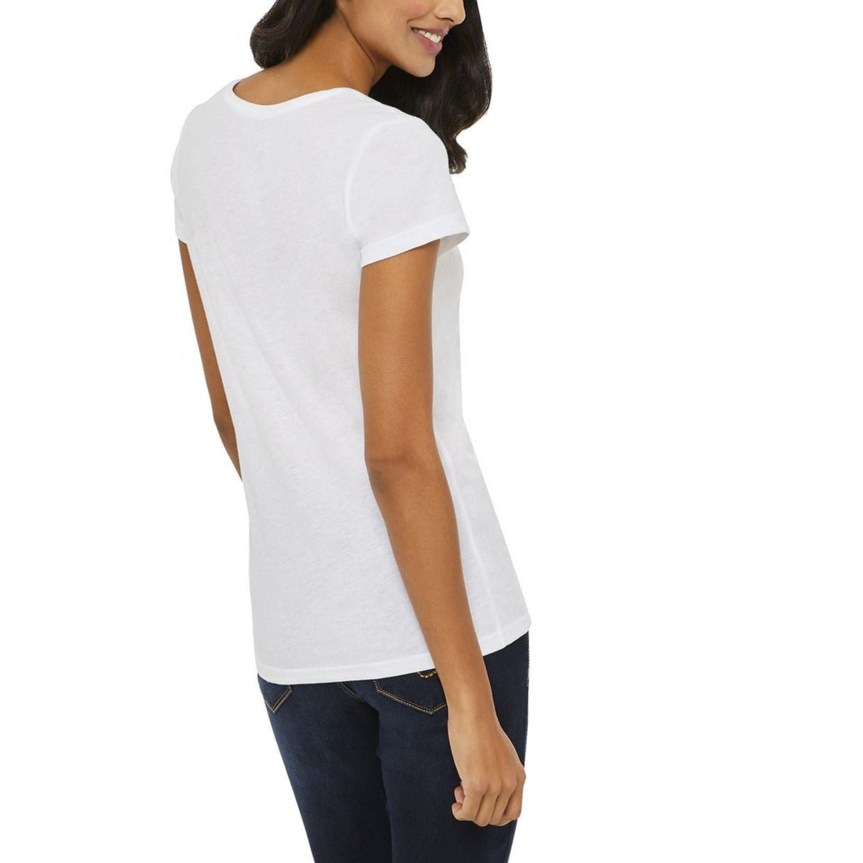 Womens Short Sleeve V-Neck Cotton T-Shirt