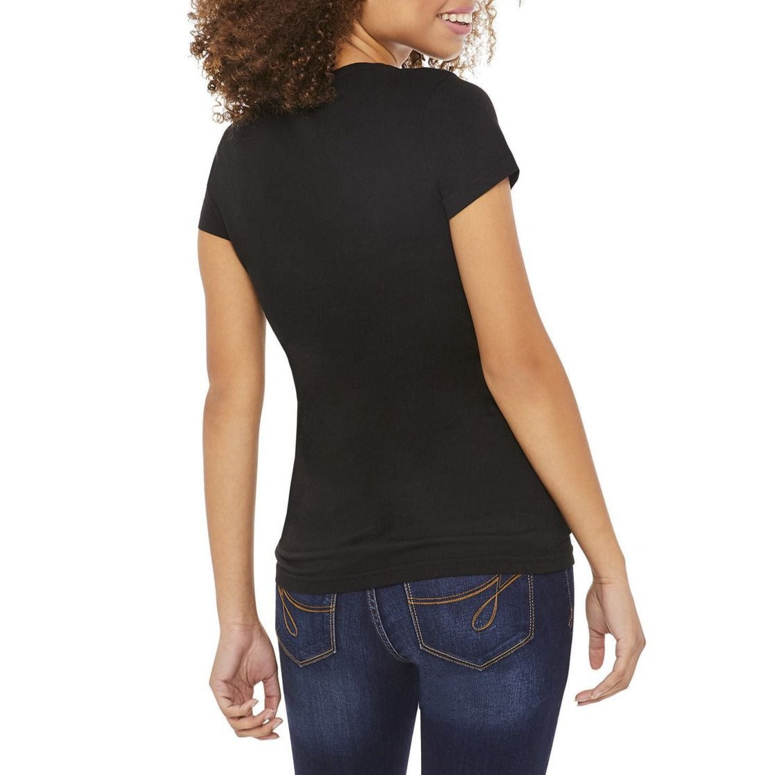 Womens Short Sleeve V-Neck Cotton T-Shirt