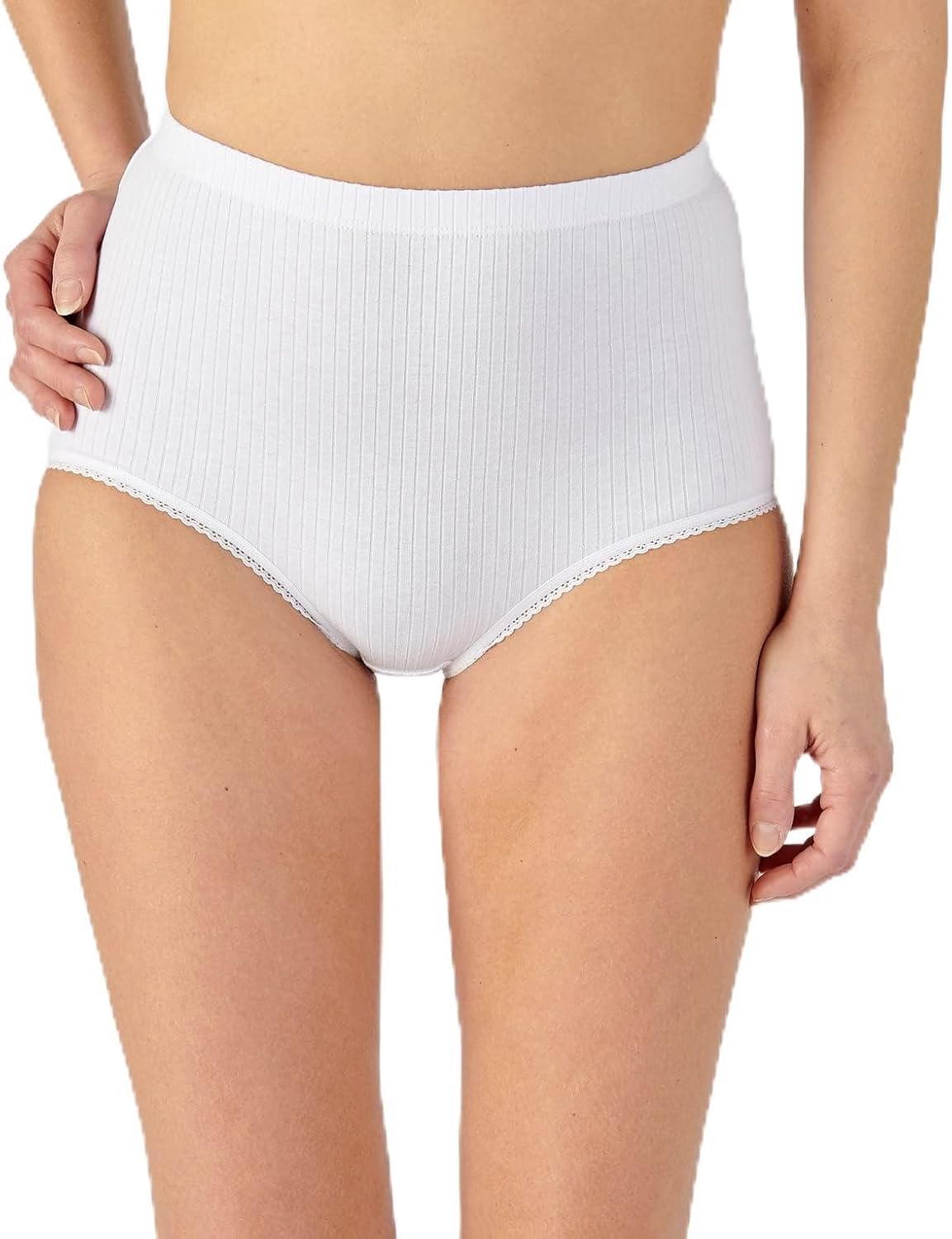 Ladies High Waisted Ribbed Cotton Brief Panty