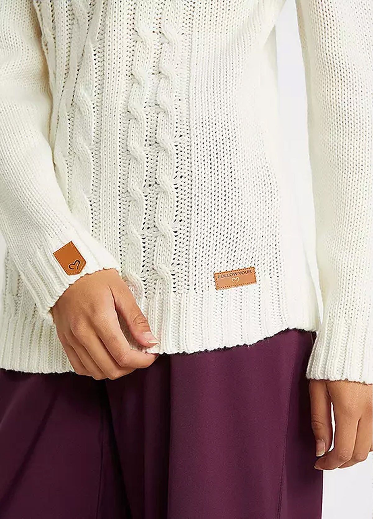 Womens Cable Knit Quarter Zip Pullover Sweater