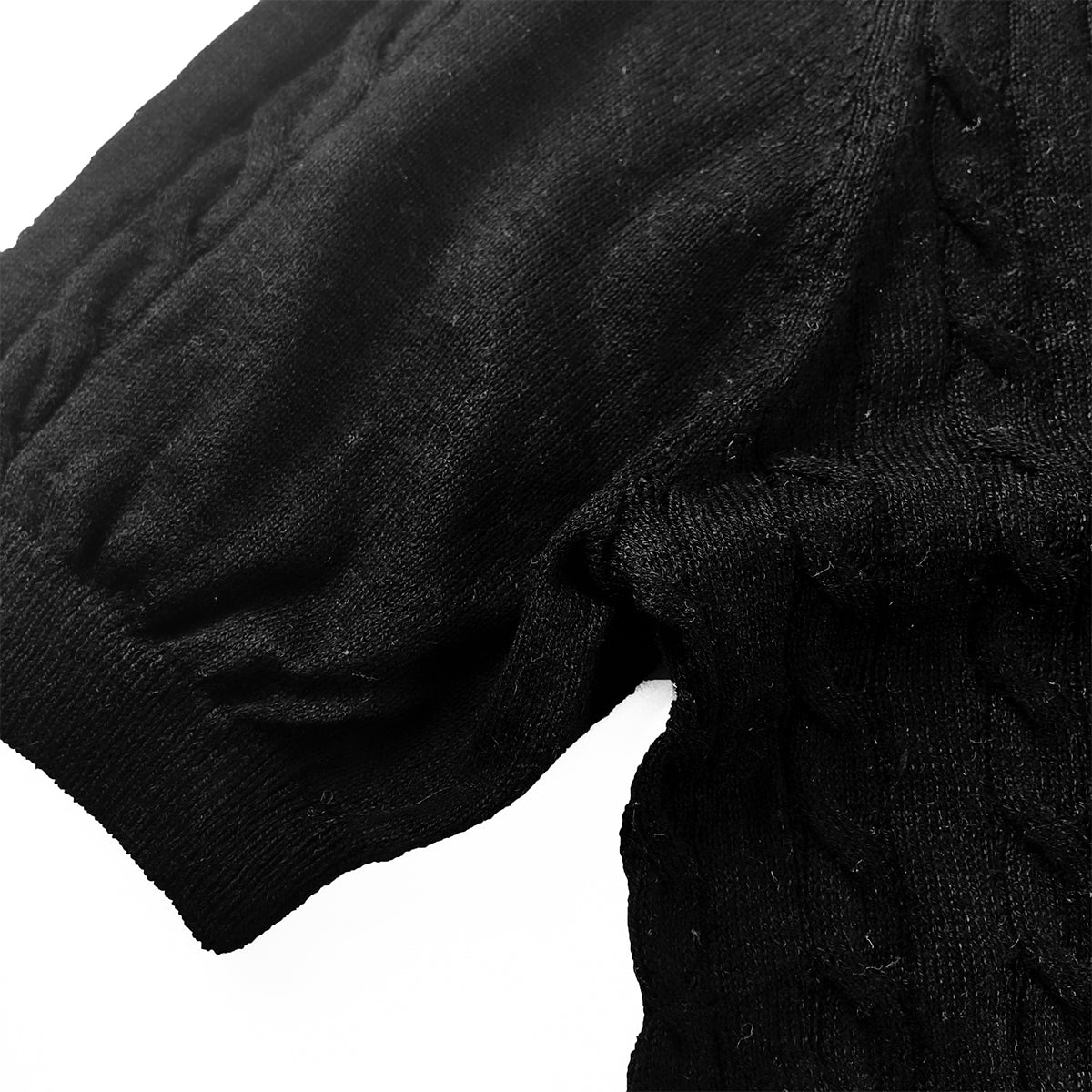 Womens Round Neck Premium Cable Knit Short Sleeve Sweater