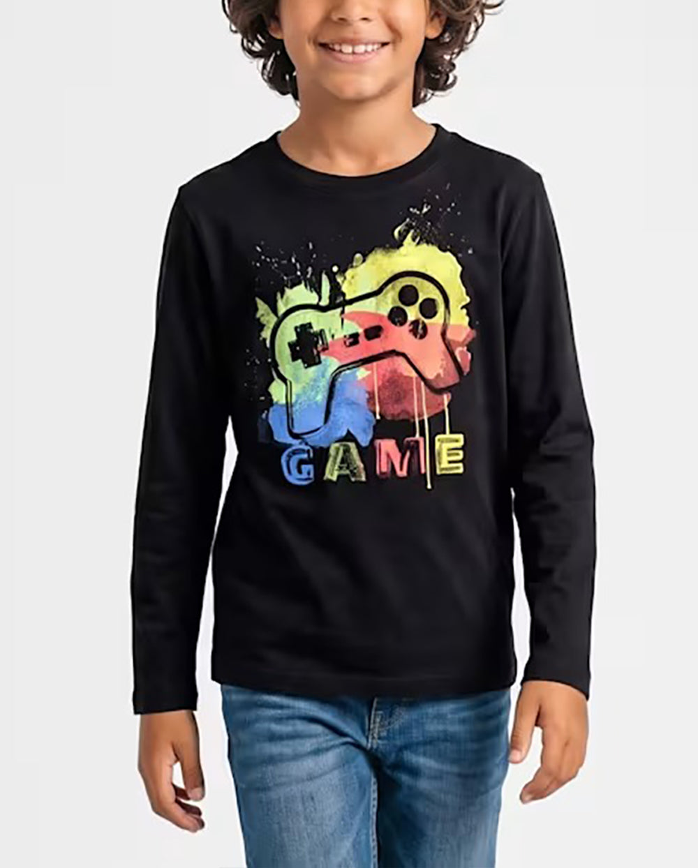 Boys Crew Neck Long-Sleeve Printed T-Shirt | 4–16 Years