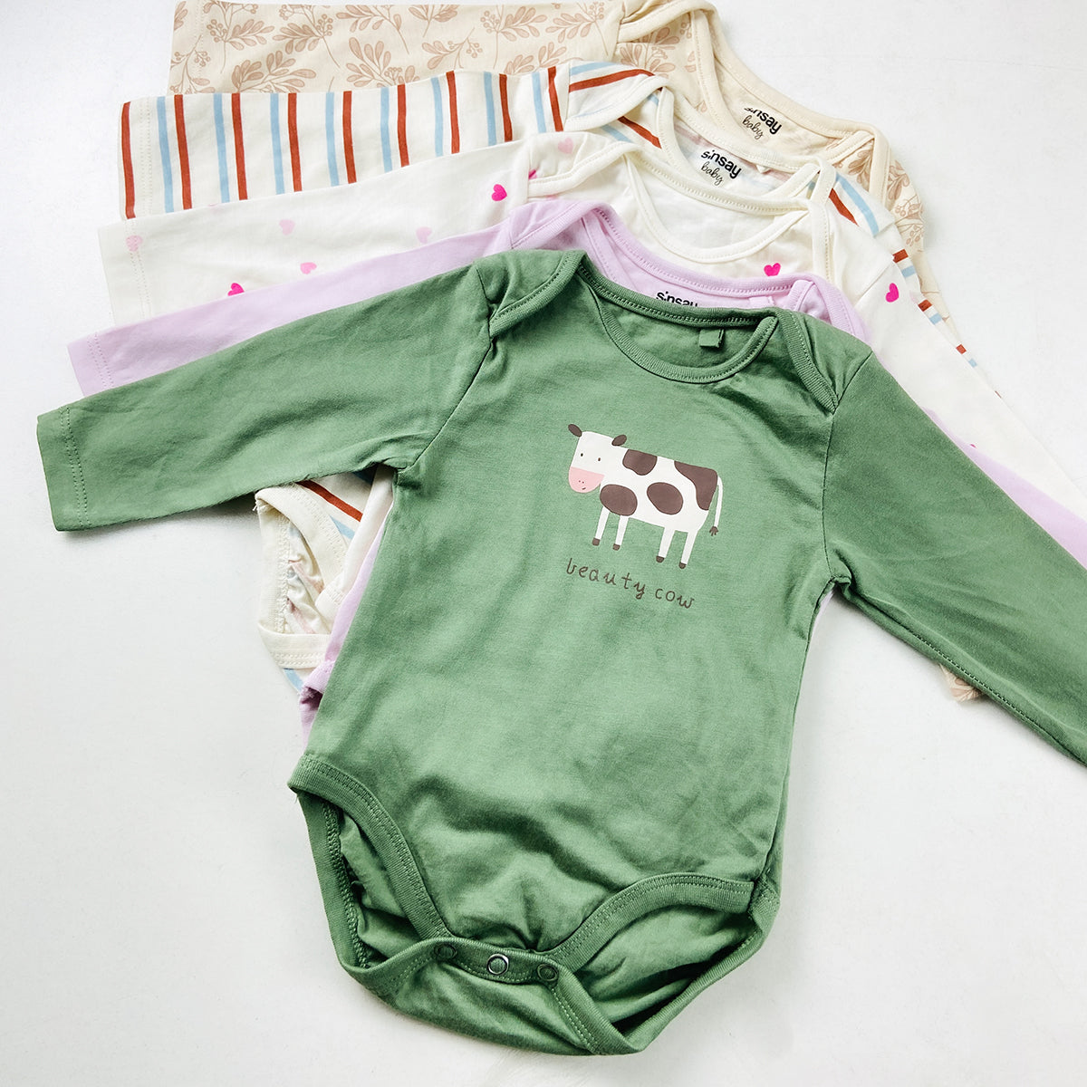 Pack of 5 Baby Full Sleeve Cotton Bodysuits Romper