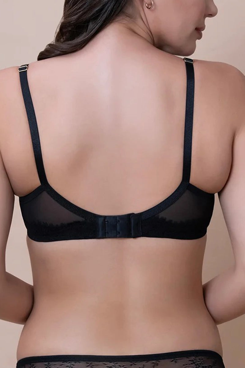 Women's Full Coverage Non-Padded Wired Floral Lace Bra