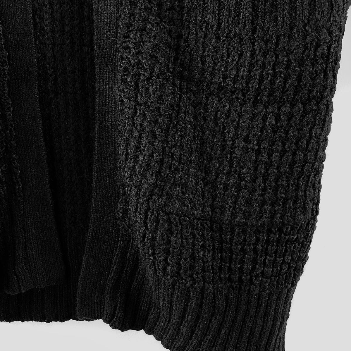 Womens Waffle Knitted Hooded Open-Front Cardigan with Pockets