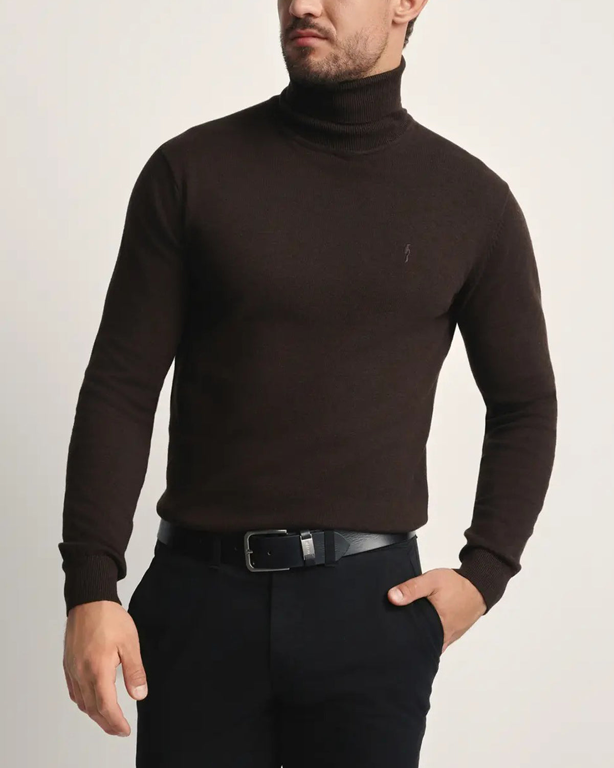 Mens Premium Cotton Turtleneck Long Sleeve Knit Sweater