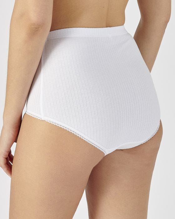 Ladies High Waisted Ribbed Cotton Brief Panty