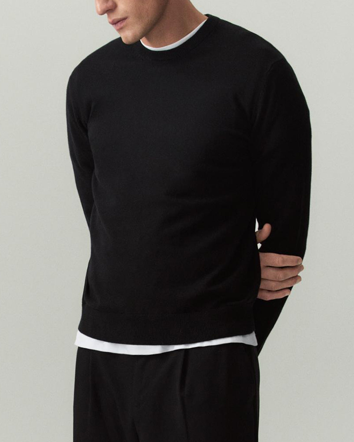Mens Basic Knit Crew Neck Long Sleeve Pullover Sweater