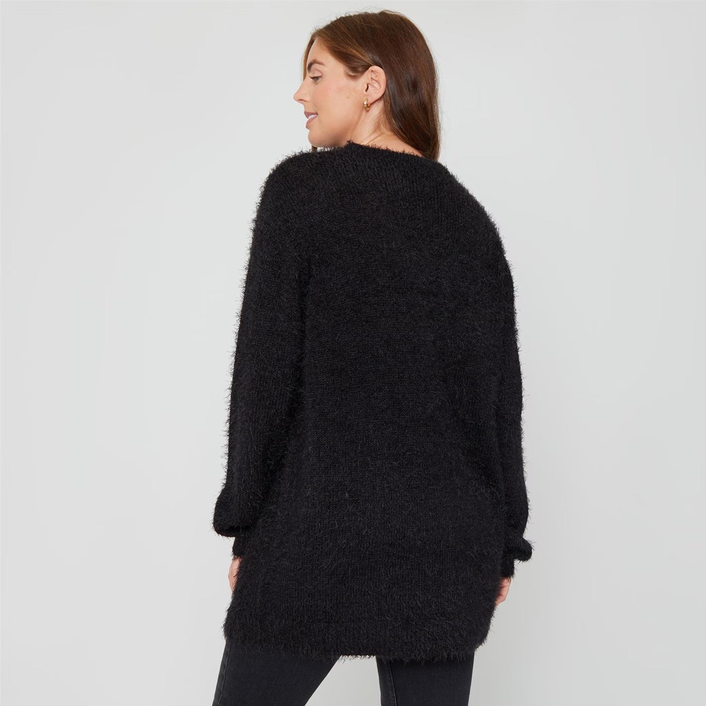 Womens Long Sleeve Round Neck Fluffy Jumper