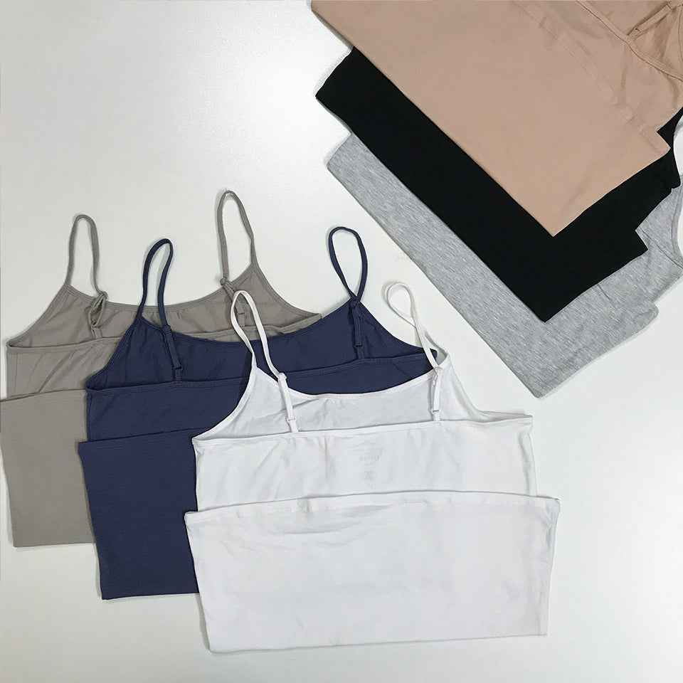 Women's Cotton Scoop Neck Adjustable Spaghetti Strap Cami Tank Tops