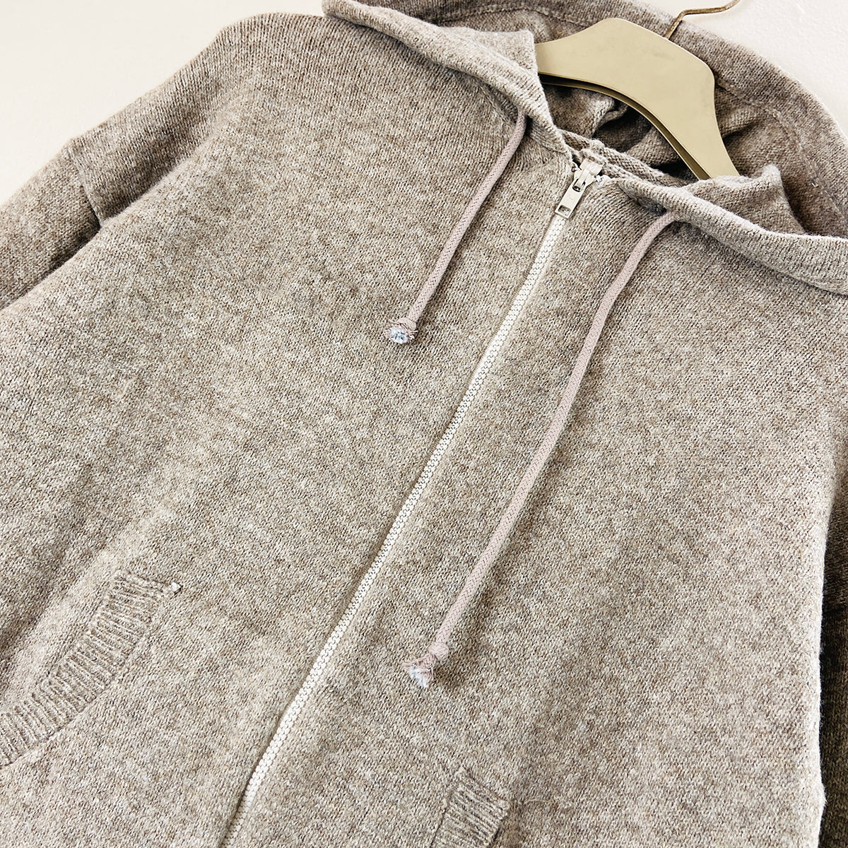 Womens Wool Blend Zip-Up Hoodie with Pockets