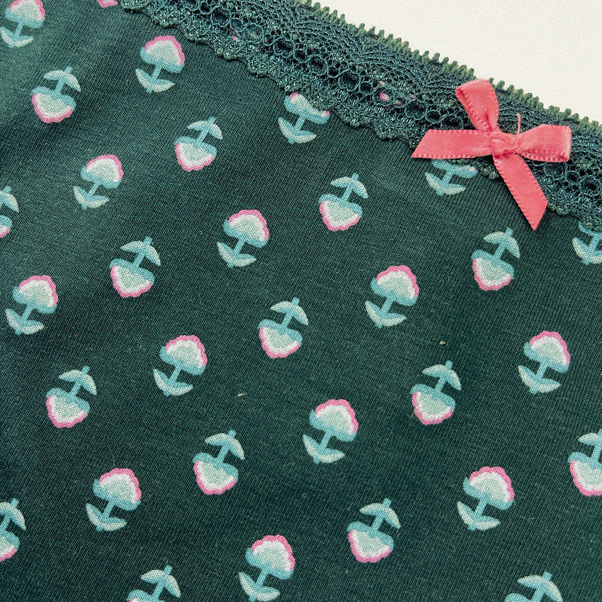 Pack of 5 Womens Soft Cotton Floral & Solid Lace Trim Thong Panty