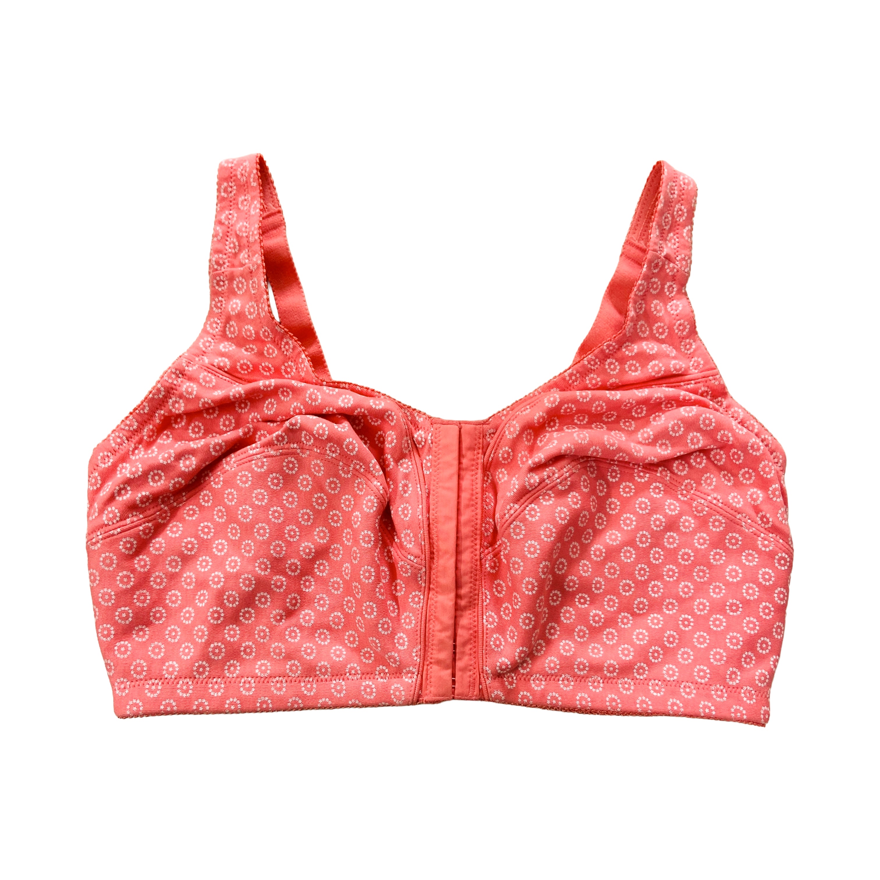Womens Plus Size Printed Wireless Front Close Adjustable Straps Bra