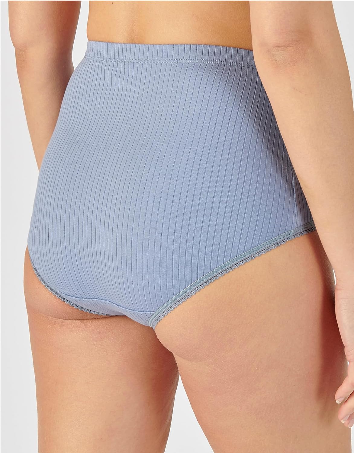 Ladies High Waisted Ribbed Cotton Brief Panty