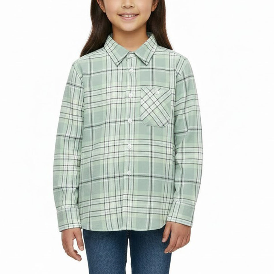 Kids Unisex Check Flannel Shirt with Chest Pocket