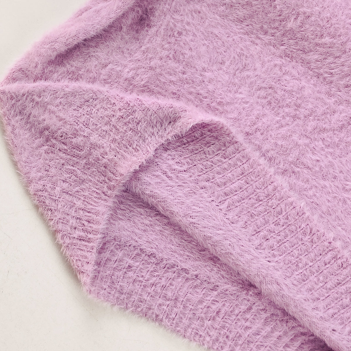 Womens Soft Fuzzy High Neck Pullover Sweater