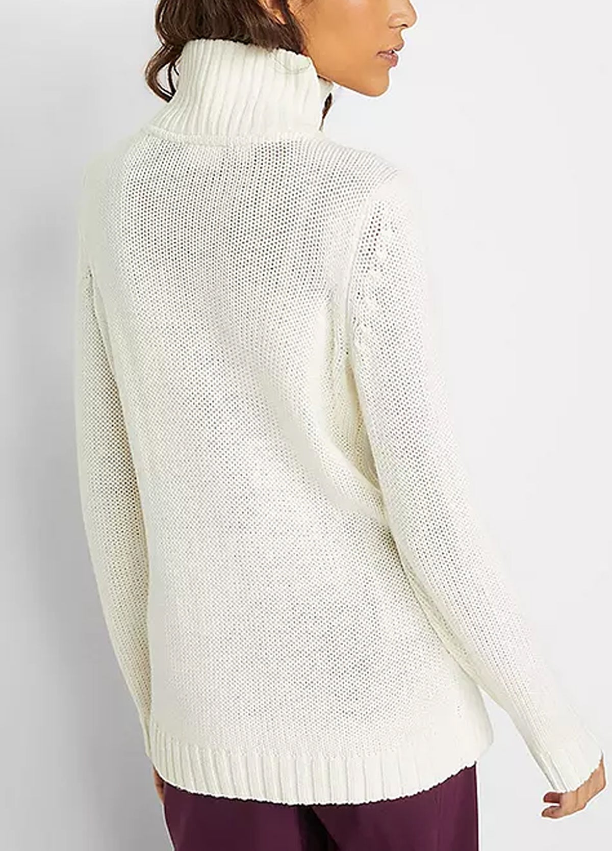 Womens Cable Knit Quarter Zip Pullover Sweater