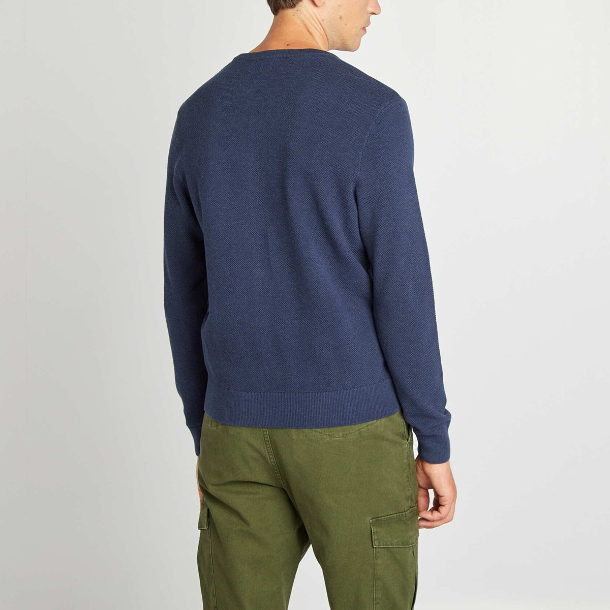 Men’s Premium Textured Knit Henley Round Neck Sweater