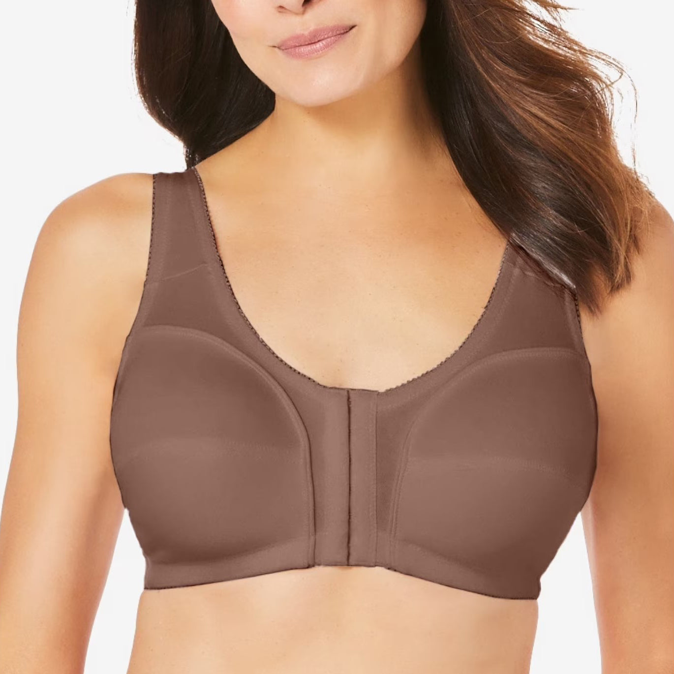Womens Plus Size Solid Wireless Front Close Adjustable Straps Bra