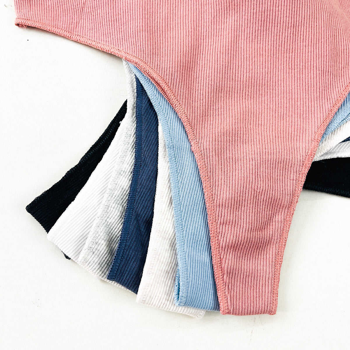 Pack of 5 Womens Ribbed Cotton Lace Thong Panty