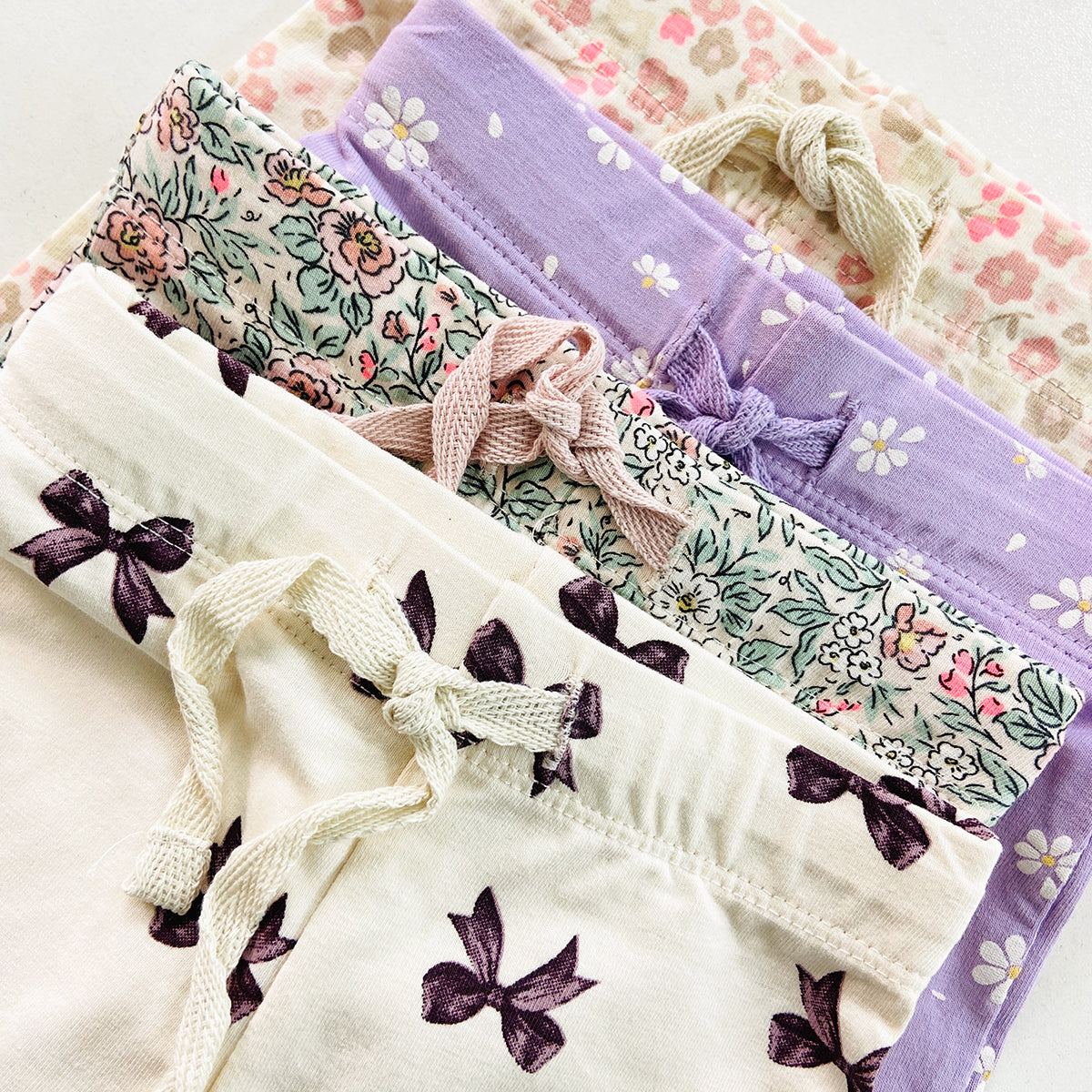 Baby Girls Soft Stretch Cotton Print Bike Shorts With Drawstring