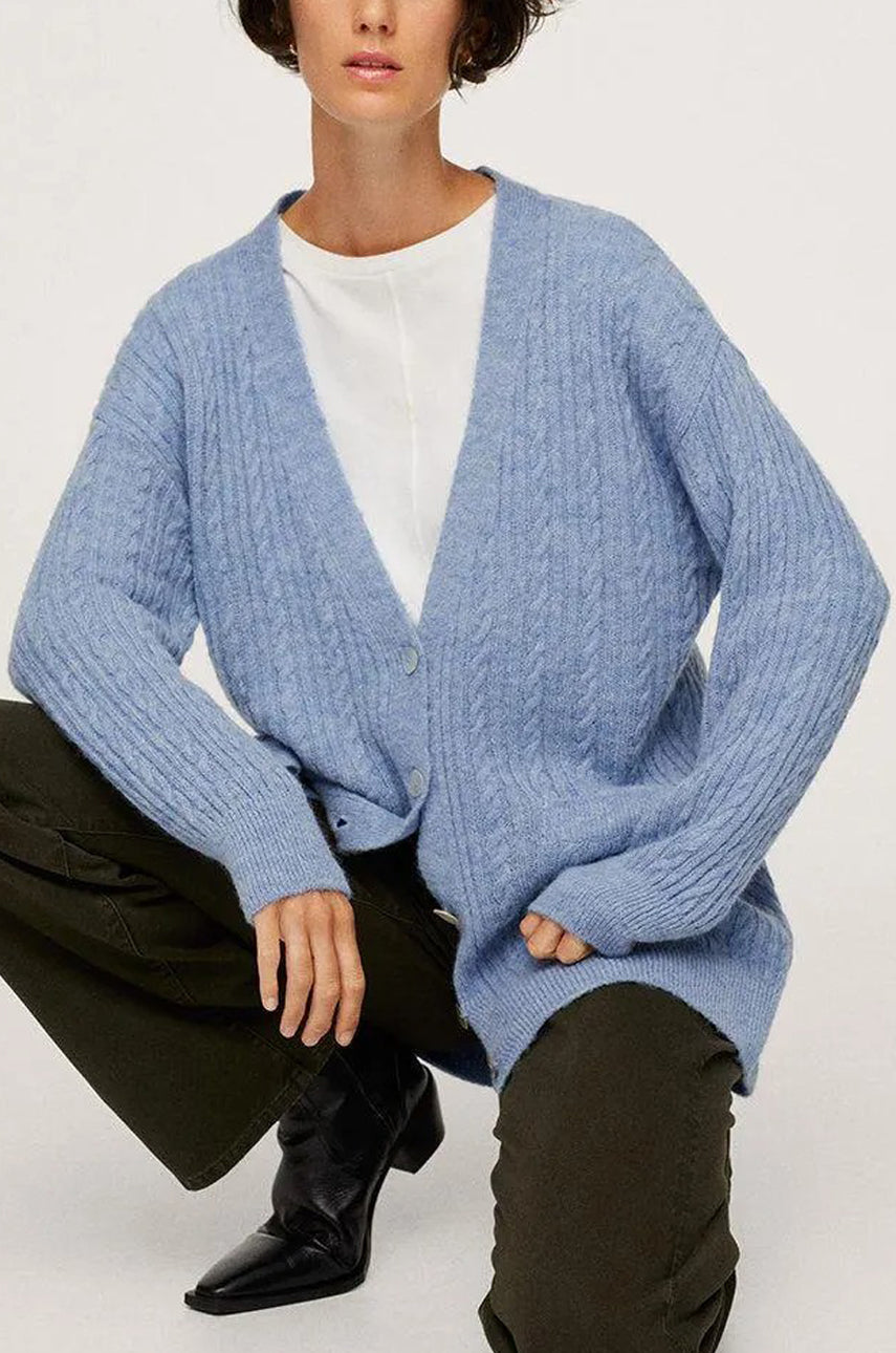 Womens Premium Wool Blend Long Soft Fuzzy Texture Cardigan