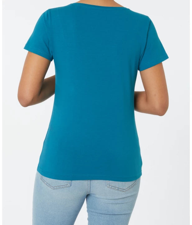 Womens Half Sleeve Round Neck Stretch T-shirt