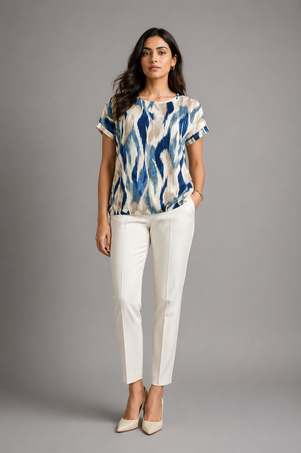 Womens Printed Short Sleeve Round Neck T-Shirt