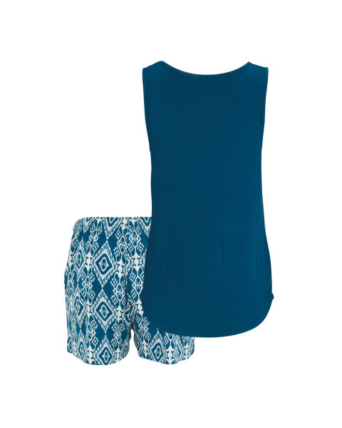 Ladies Short PJ Set With Sleeveless Top and Printed Shorts