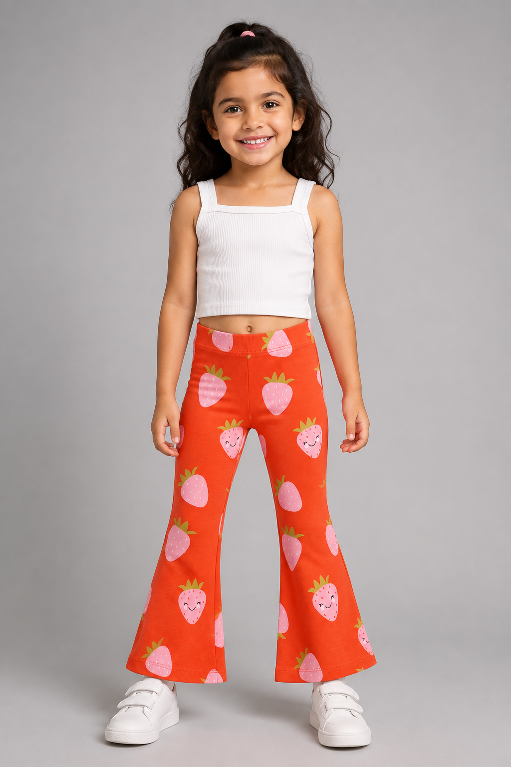 Girls Cotton Printed Flared Leggings