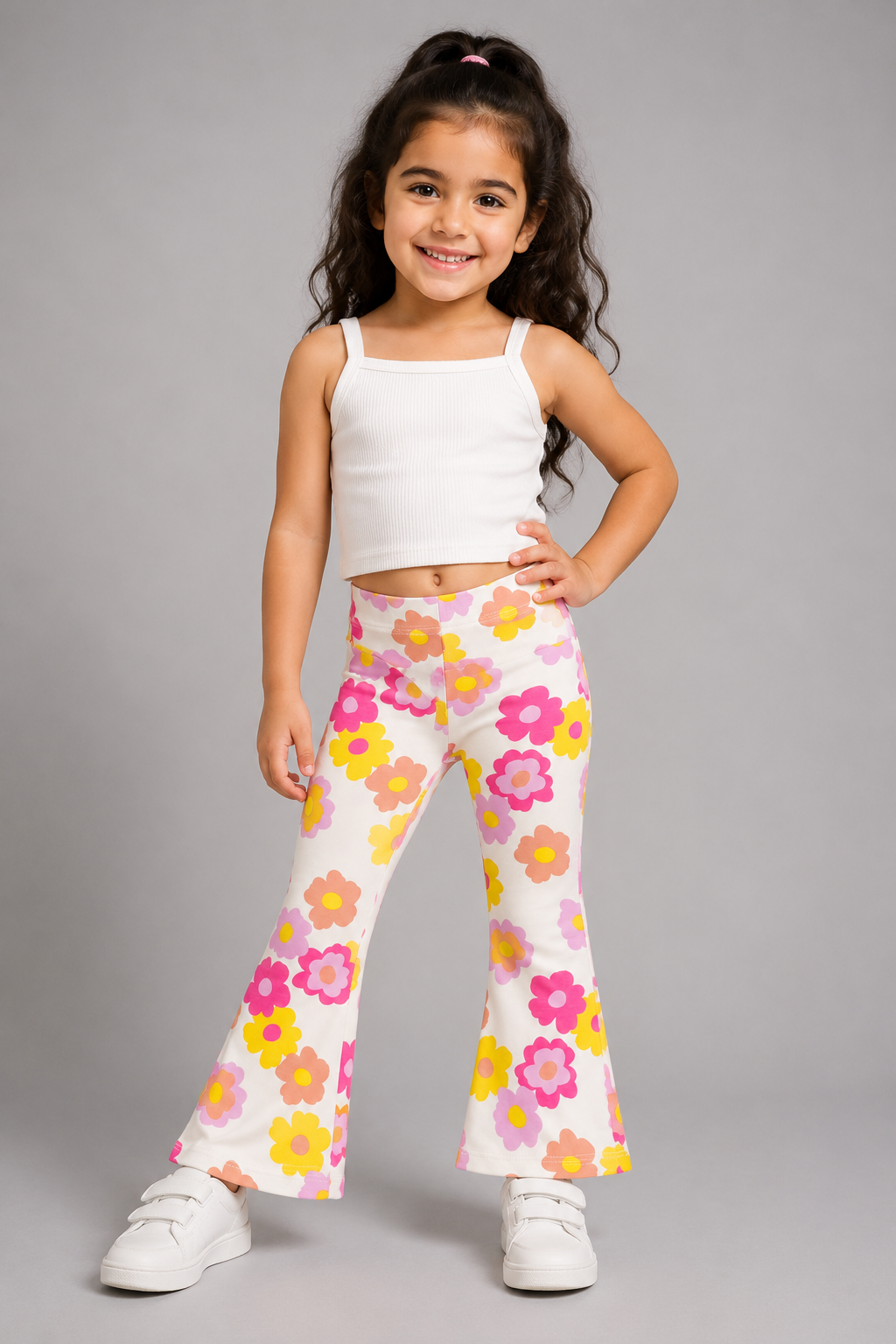 Girls Cotton Printed Flared Leggings