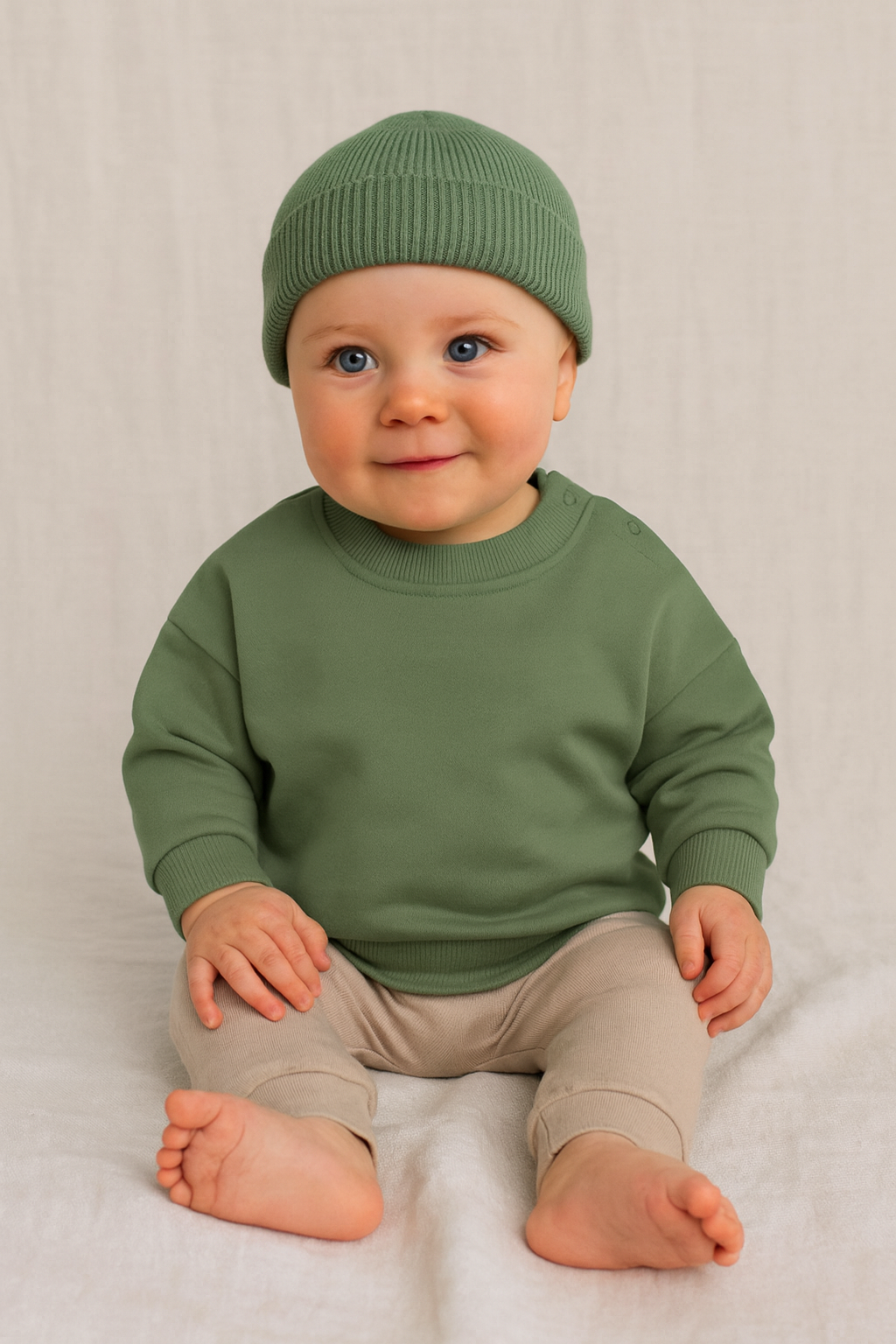 Baby Premium Soft Cotton Fleece Pullover Button Shoulder Sweatshirt