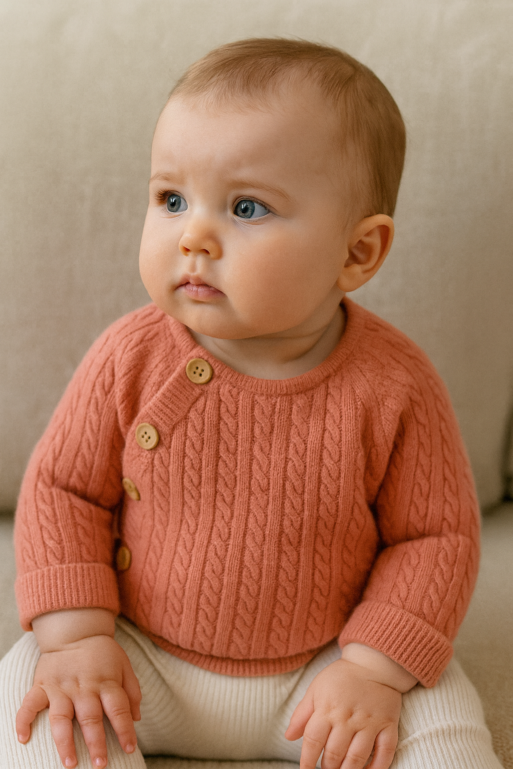 Baby Premium Cable Knit Side-Button Sweater