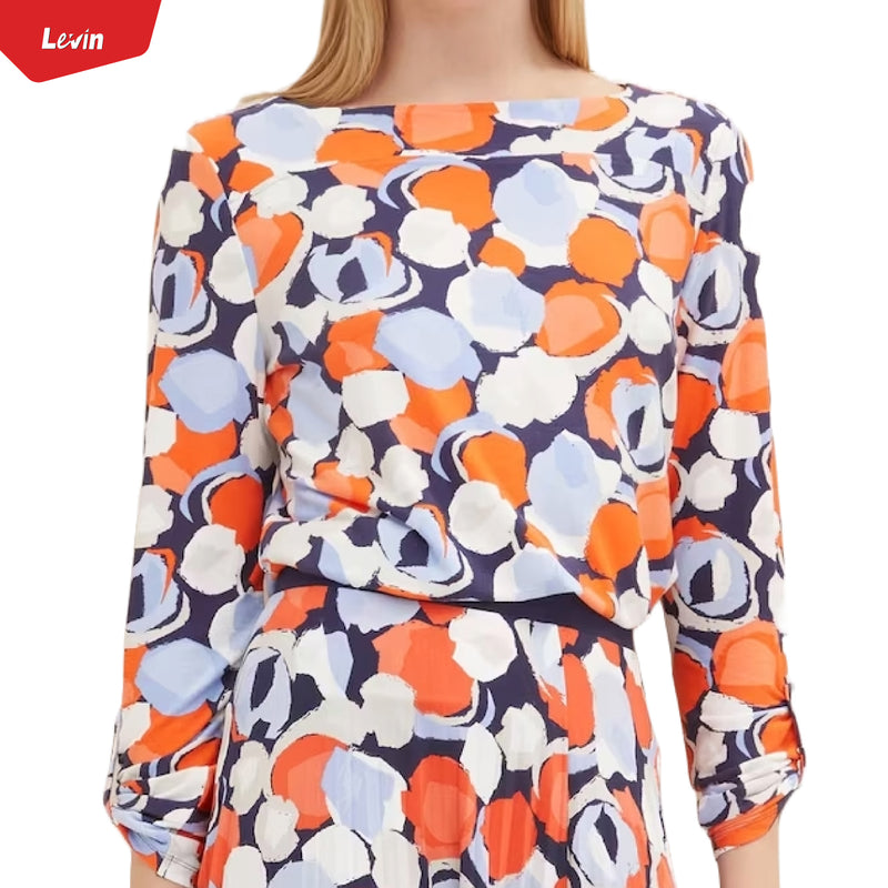 Womens Boat-Neck All over Print Long-sleeved Tops