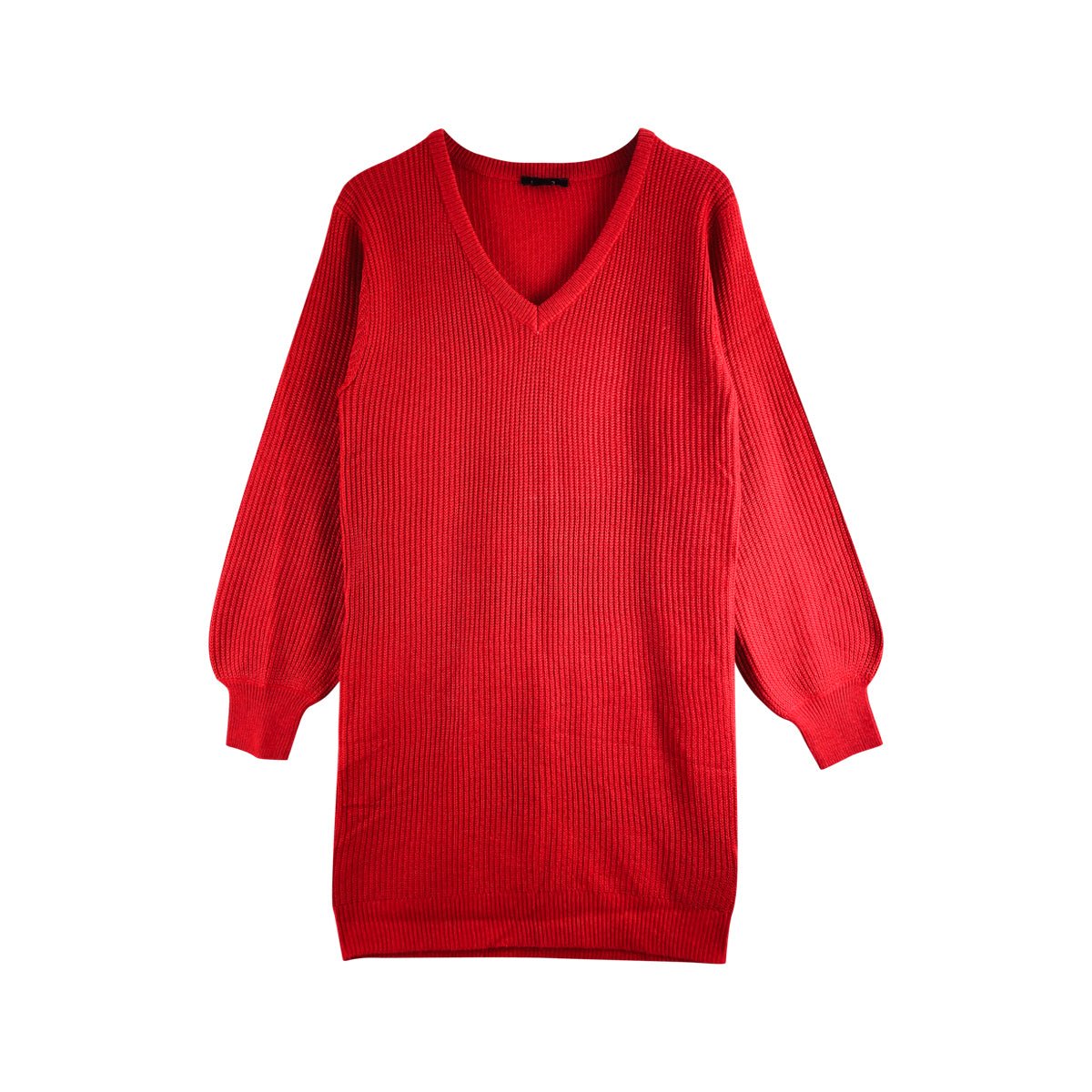 Womens Textured V-Neck Semi Long Sweater