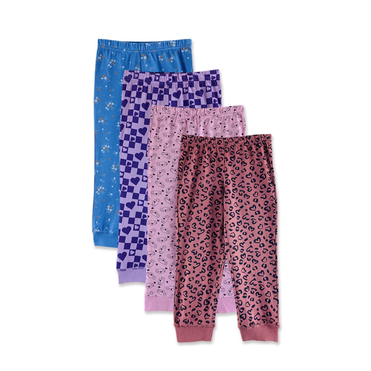 Girls Elasticated Printed Cotton Pajama With Ankle Cuff