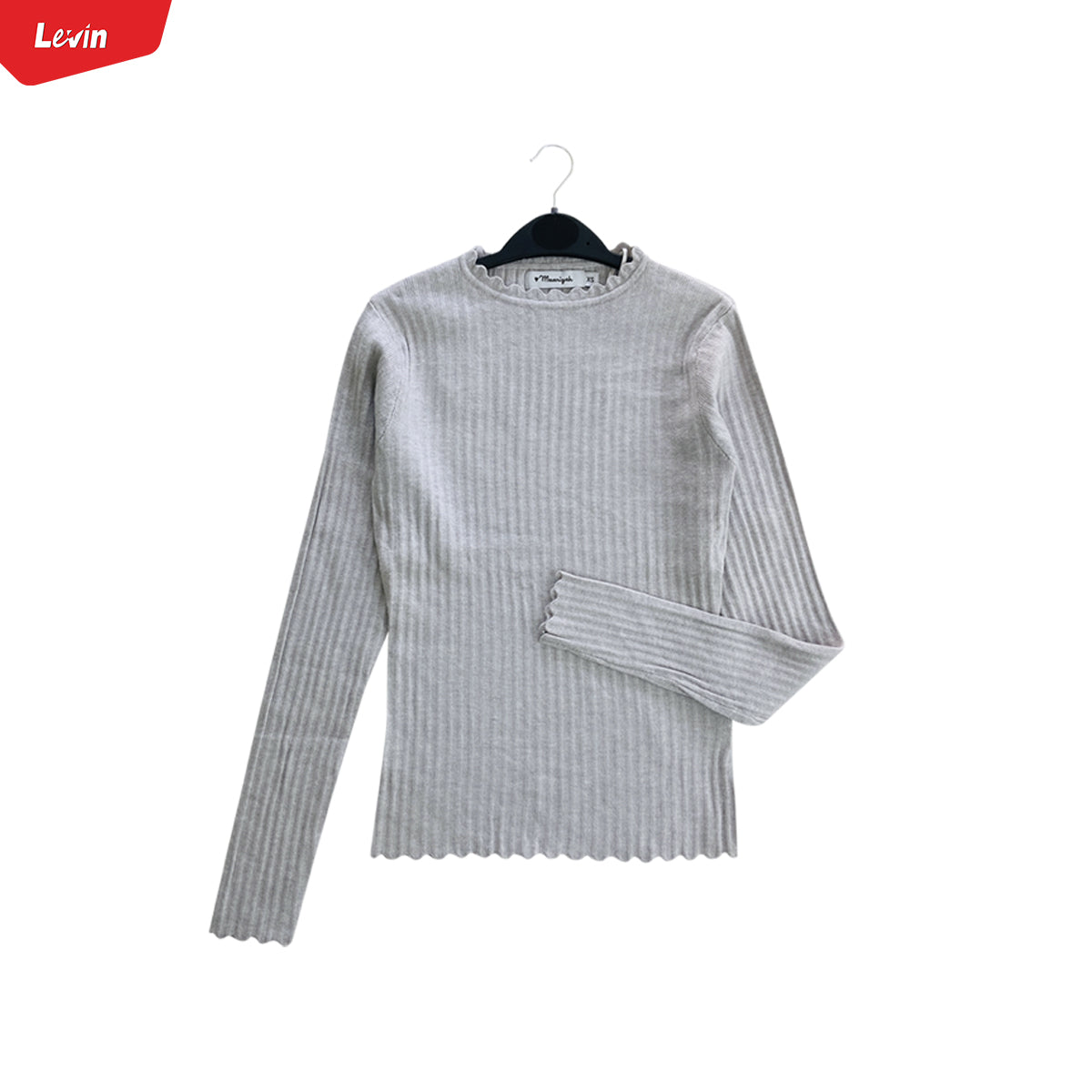 Ladies Ribbed Long Sleeve Round Neck Pullover Sweater