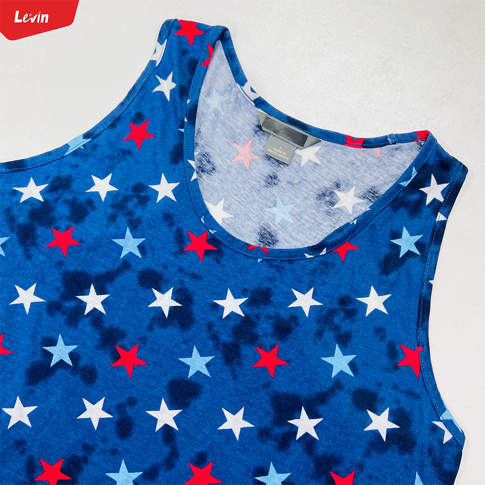 Womens Tie Dye Star Print Cotton Tank Top