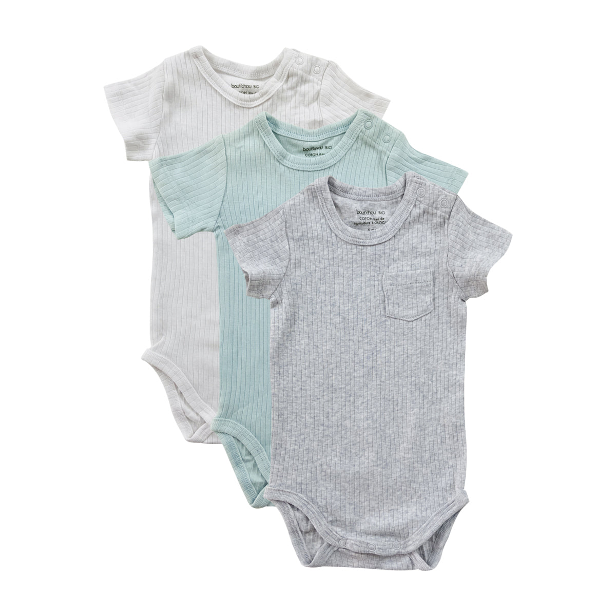 Pack of 3 Cotton Rib Half Sleeve Unisex Toddler Baby Romper