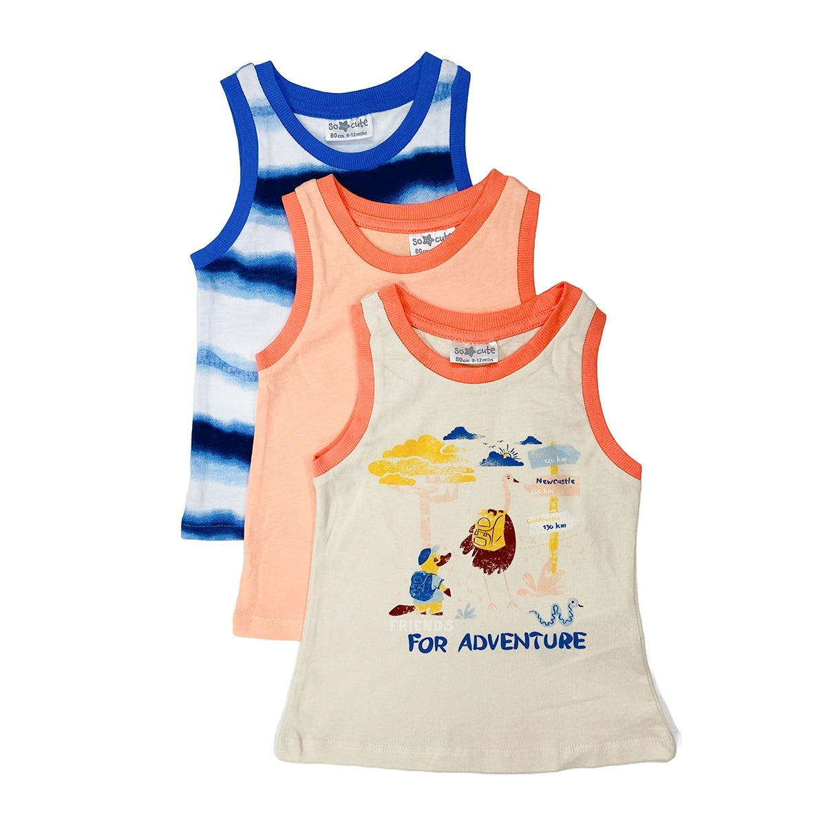 Pack of 3 Toddler Baby Cute Summer Cotton Tank Top