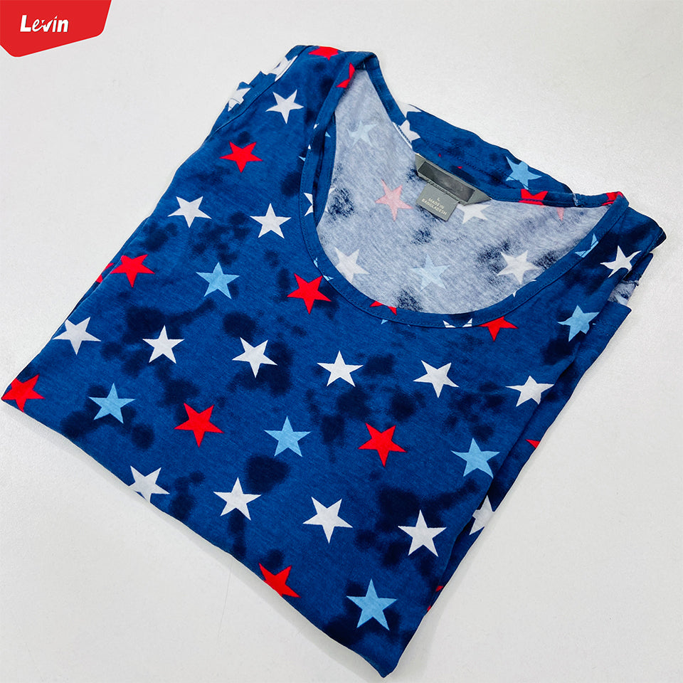 Womens Tie Dye Star Print Cotton Tank Top