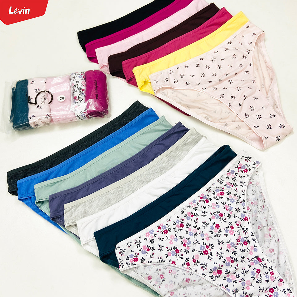 Pack of 5 Womens Assorted  High Leg Half back Cover Cotton Panties