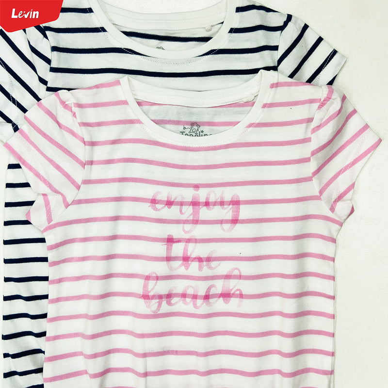 Girls Casual Short Sleeve Summer Ruffle Cotton T-shirt